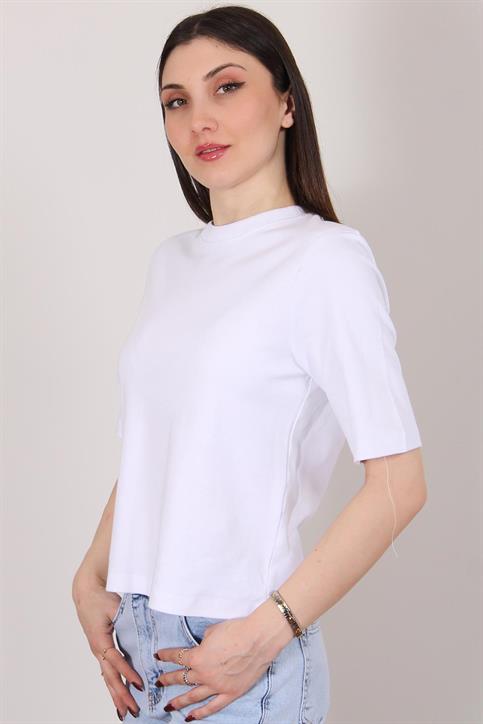 Beyaz Vatkalı T Shirt