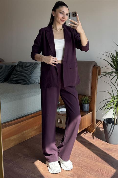 Bordo Ceket Pantolon Takım