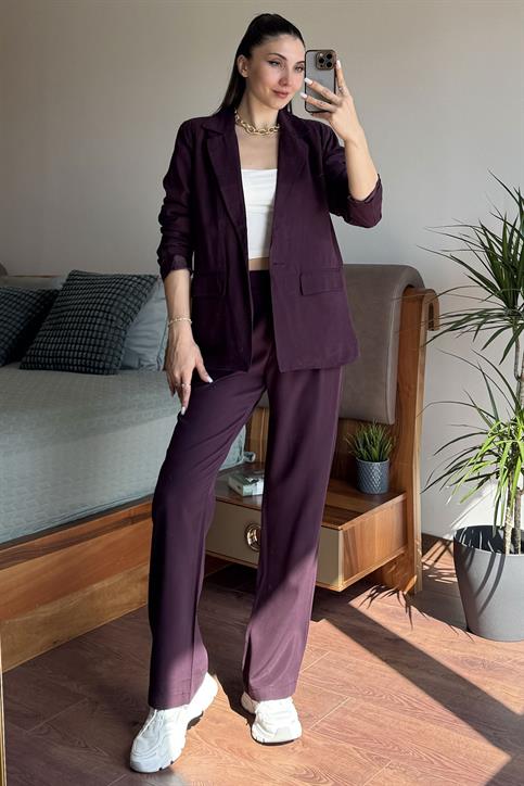 Bordo Ceket Pantolon Takım