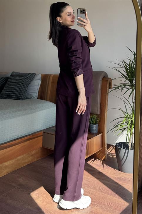 Bordo Ceket Pantolon Takım