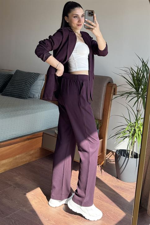 Bordo Ceket Pantolon Takım