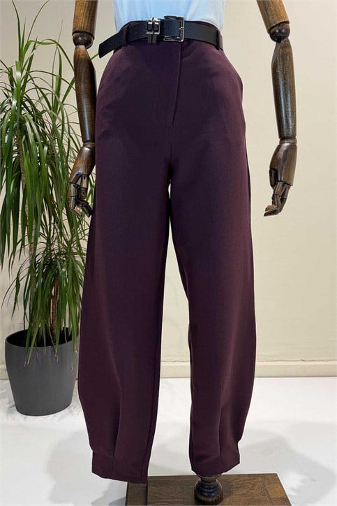 Bordo Düğmeli Pantolon