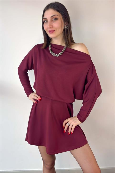 Bordo Düşük Omuzlu Takım