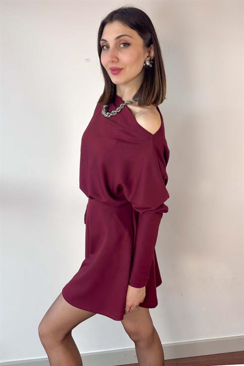 Bordo Düşük Omuzlu Takım