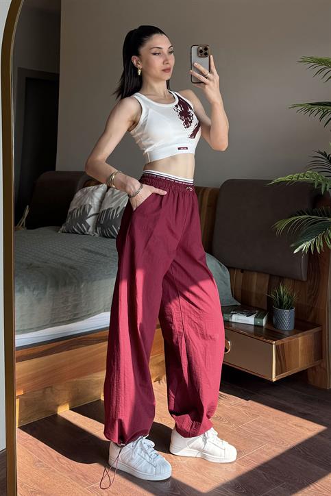 Bordo Free Wild Bel Bantlı Pantolonlu Takım