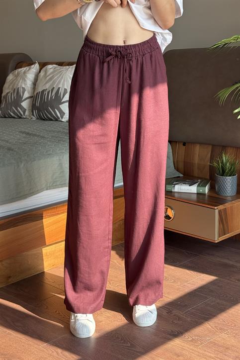 Bordo Keten Pantolon
