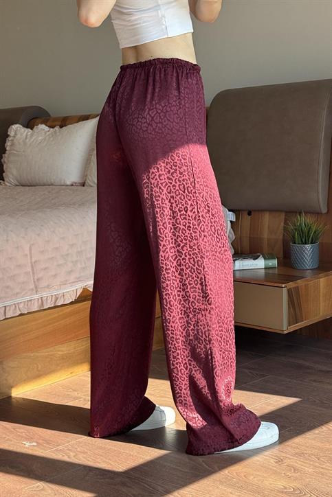 Bordo Leoapar Desenli Pantolon