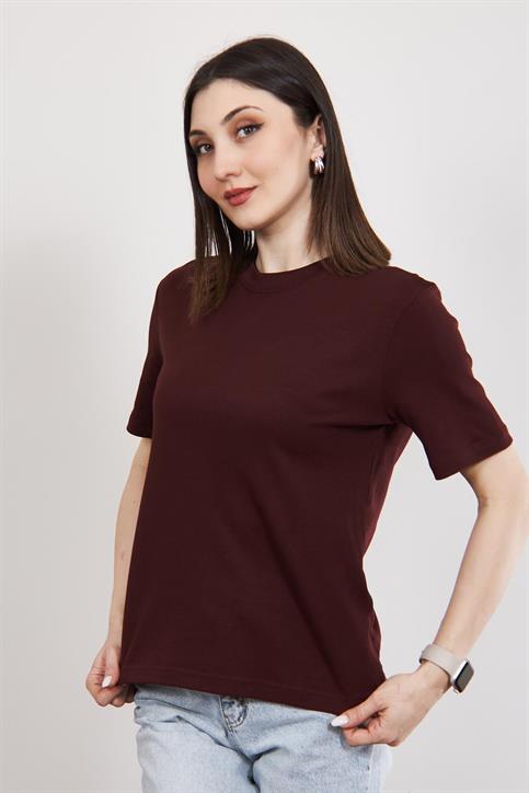 Bordo Massi Kısakollu T Shirt