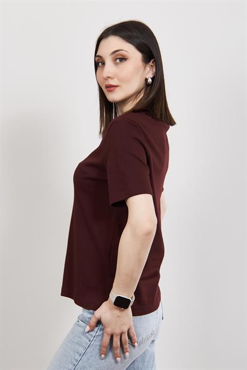 Bordo Massi Kısakollu T Shirt