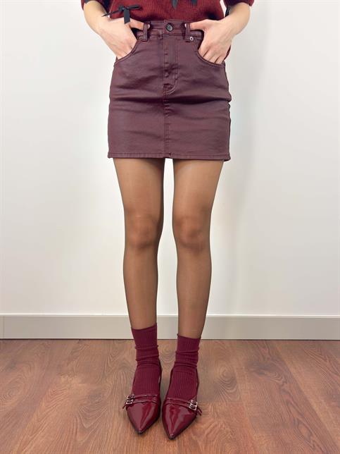 Bordo Mum Kaplama Mini Etek