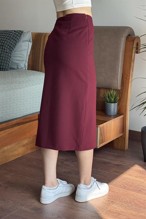 Bordo Önü Yırtmaçlı Etek