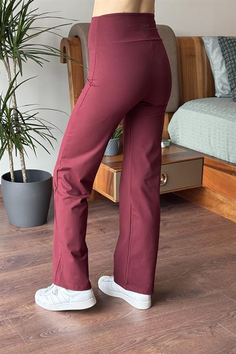 Bordo OYSH Flare Kesim Modal Kumaş Yürüyüş Pantolonu