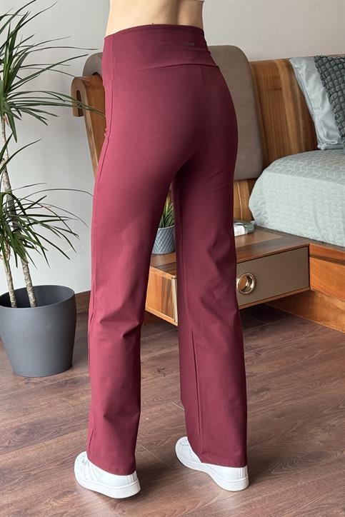 Bordo OYSH Flare Kesim Modal Kumaş Yürüyüş Pantolonu