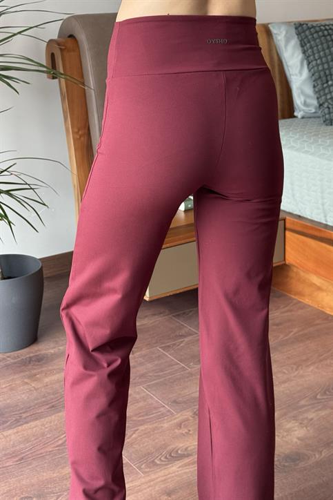 Bordo OYSH Flare Kesim Modal Kumaş Yürüyüş Pantolonu
