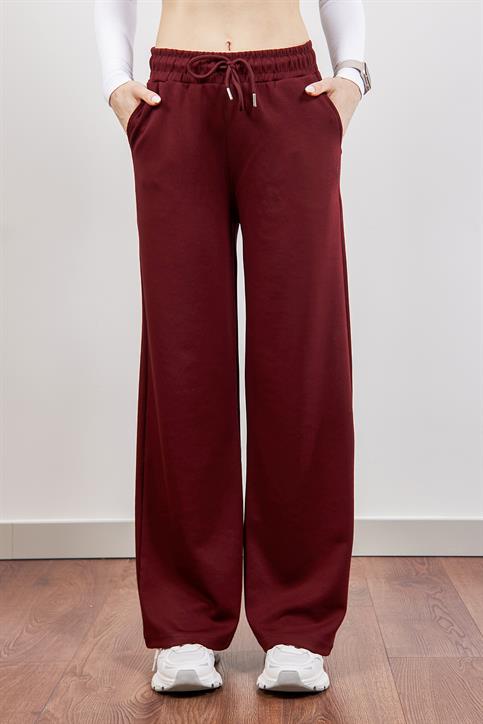 Bordo OYSH Palazzo Modal Eşofman Altı