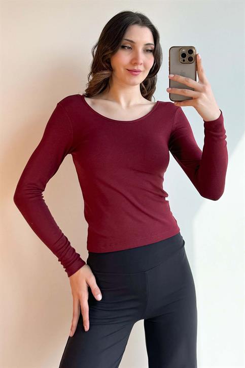 Bordo OYSH Soft Touch Havuz Yaka Body