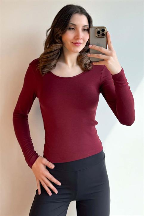 Bordo OYSH Soft Touch Havuz Yaka Body