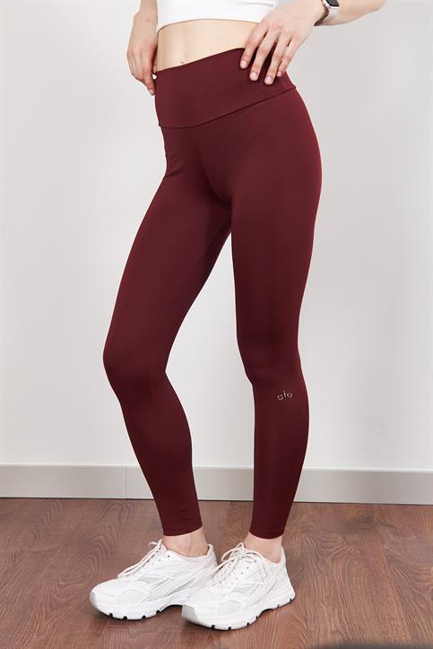 Bordo Yazı Detaylı Tayt