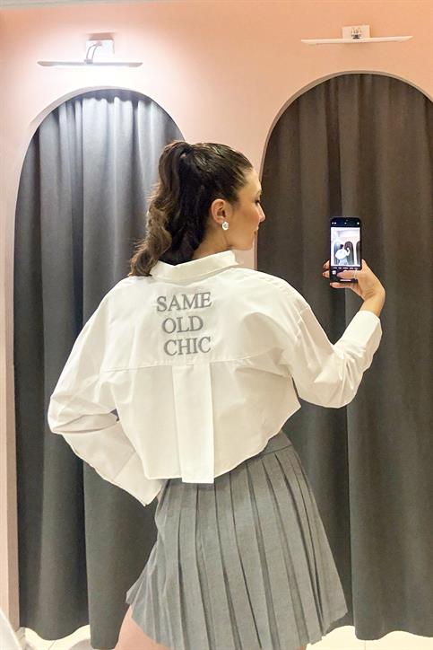 Ekru Same Old Chic Nakışlı Gömlek