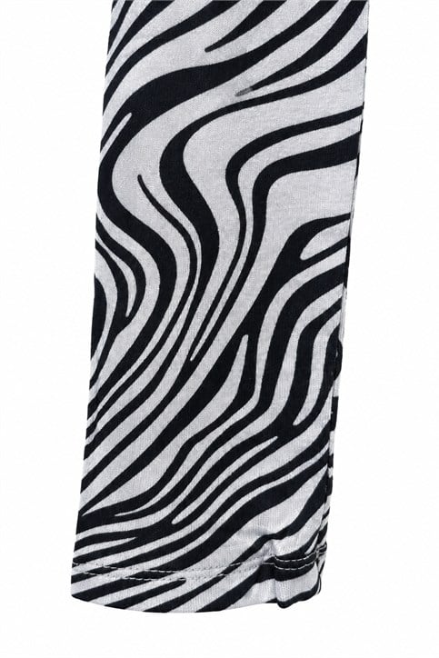 Ekru Siyah Zebra Desenli Bluz