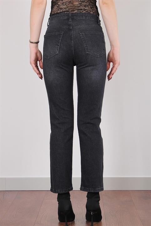 Füme Beli Aksesuarlı Flare Jean Pantolon