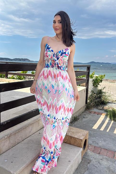 Fuşya Multi Desenli Elbise