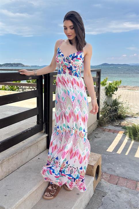 Fuşya Multi Desenli Elbise