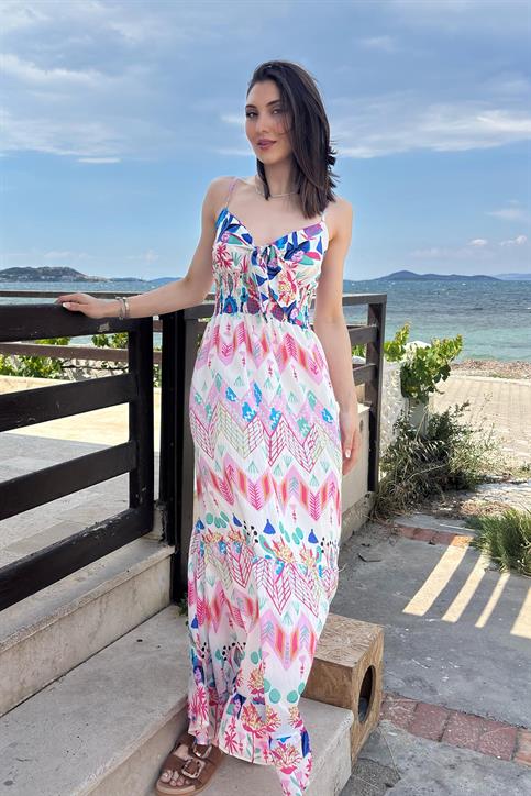 Fuşya Multi Desenli Elbise