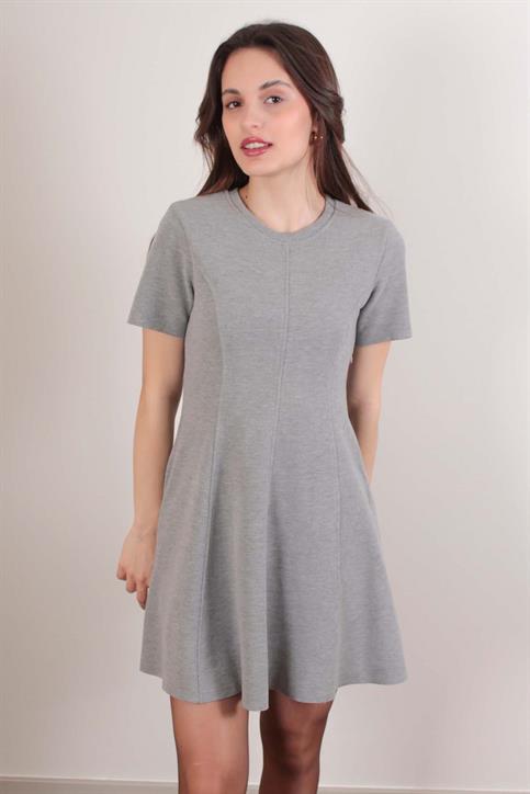 Gri Geniş Etekli Elbise