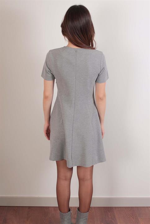 Gri Geniş Etekli Elbise