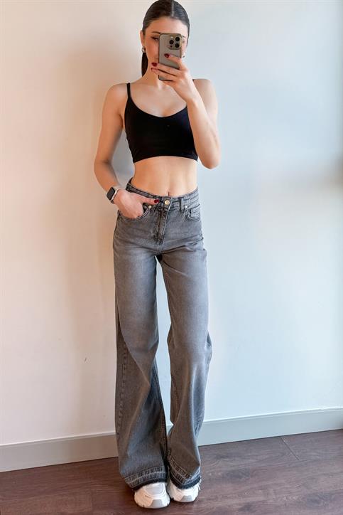 Gri Massimo Wideleg Jean Pantolon