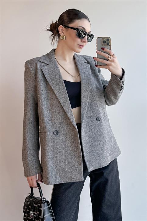 Gri Yün Blazer Ceket