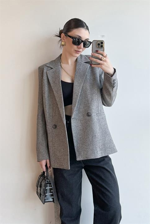 Gri Yün Blazer Ceket