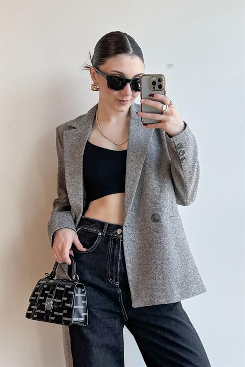 Gri Yün Blazer Ceket