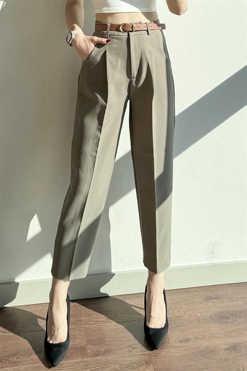 Haki Kemerli Pantolon