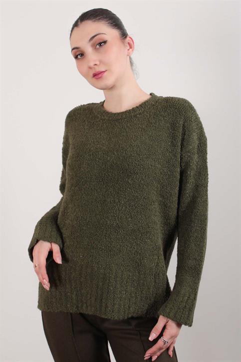 Haki Oversize  Bisiklet Yaka Buklet Pinterest Kazak