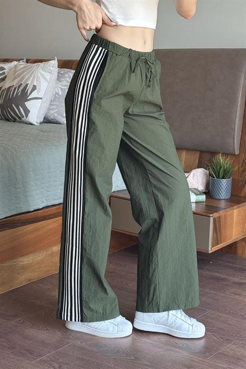 Haki Yanı Şerit Detaylı Pantolon