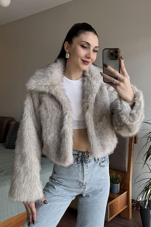 Kahve Krem Klapalı Kısa Lolita Mont