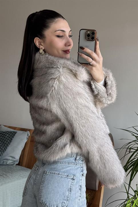 Kahve Krem Klapalı Kısa Lolita Mont