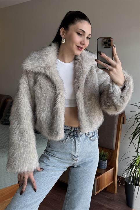 Kahve Krem Klapalı Kısa Lolita Mont