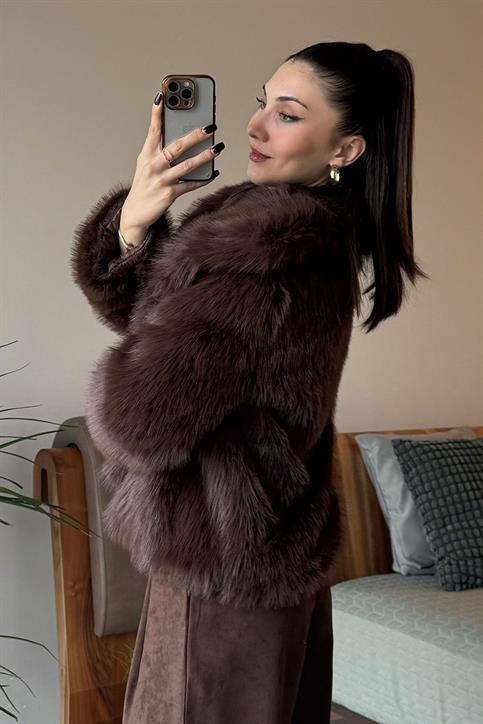 Kahverengi Ara Boy Lolita Kürk Mont