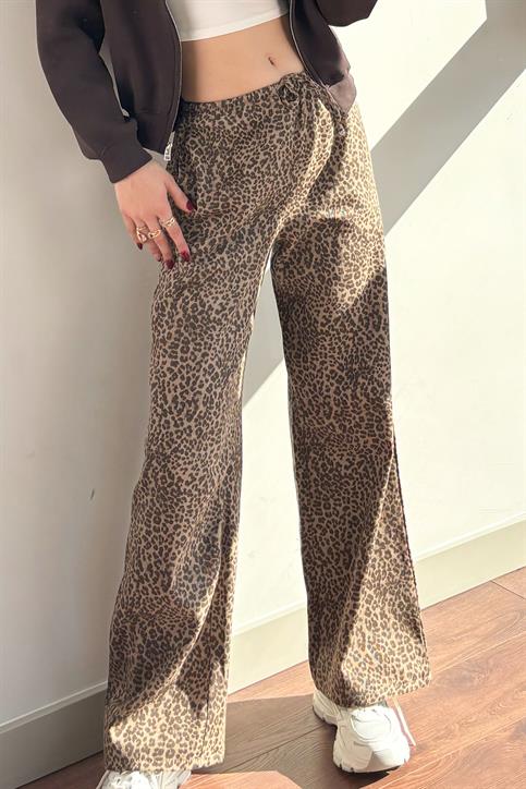 Kahverengi Bağcıklı Gabardin Pantolon