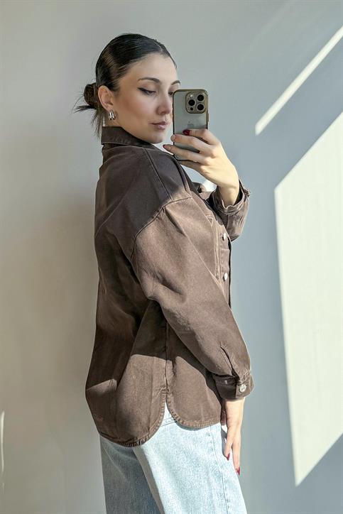 Kahverengi Denim Ceket