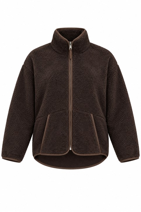 Kahverengi Fermuarlı Polar Sweatshirt