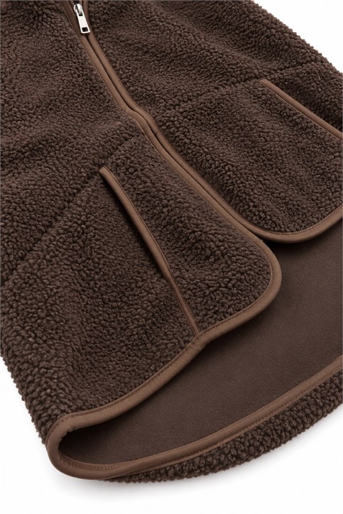 Kahverengi Fermuarlı Polar Sweatshirt