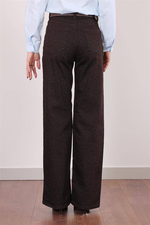 Kahverengi Leopar Desenli Jean