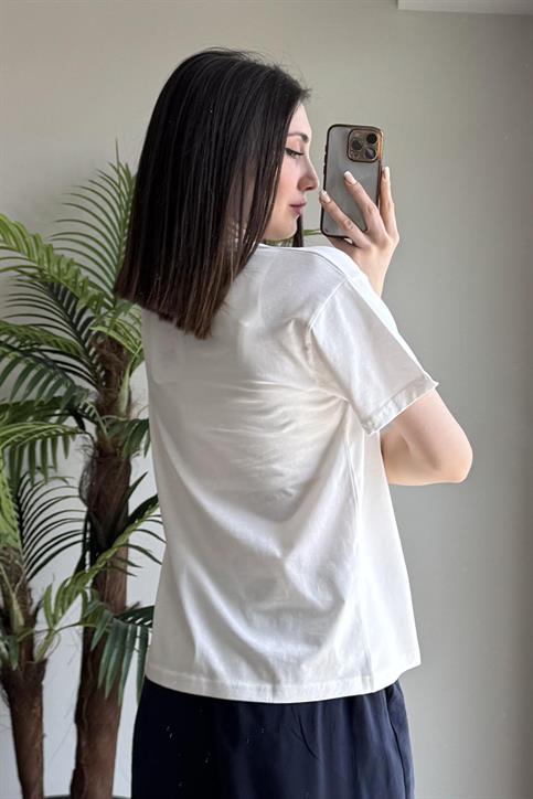 Kahverengi Love Çiçek Baskılı T Shirt