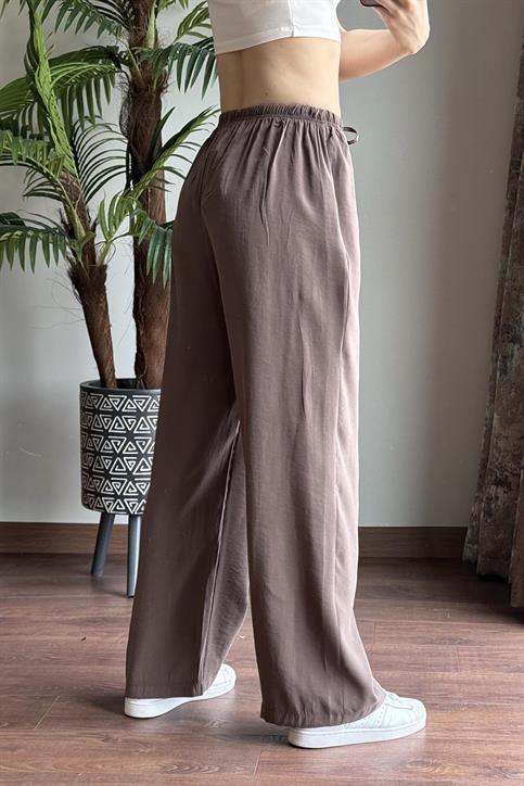 Kahverengi Massi Beli İpli Tencel Pantolon