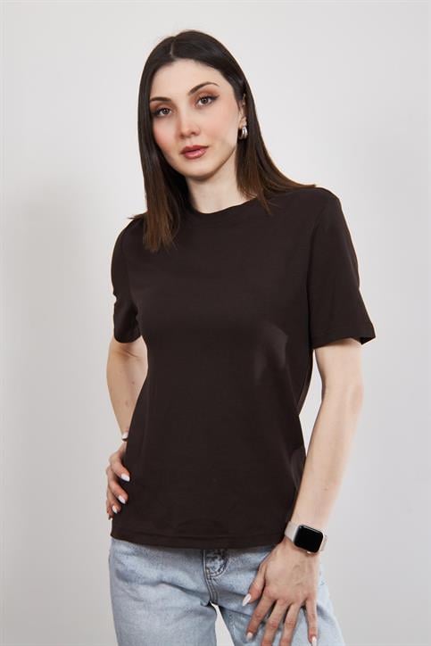 Kahverengi Massi Kısakollu T Shirt