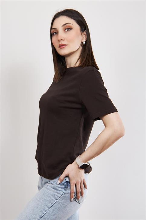 Kahverengi Massi Kısakollu T Shirt